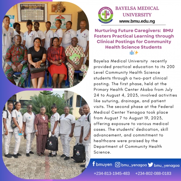 Bayelsa Medical University (BMU) Fosters Practical Learning through Clinical Postings for Community Health Science Students